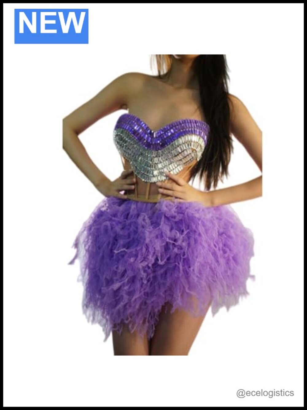 Strapless Rhinestone Bustier with Tulle Mini Skirt Two-Piece Set